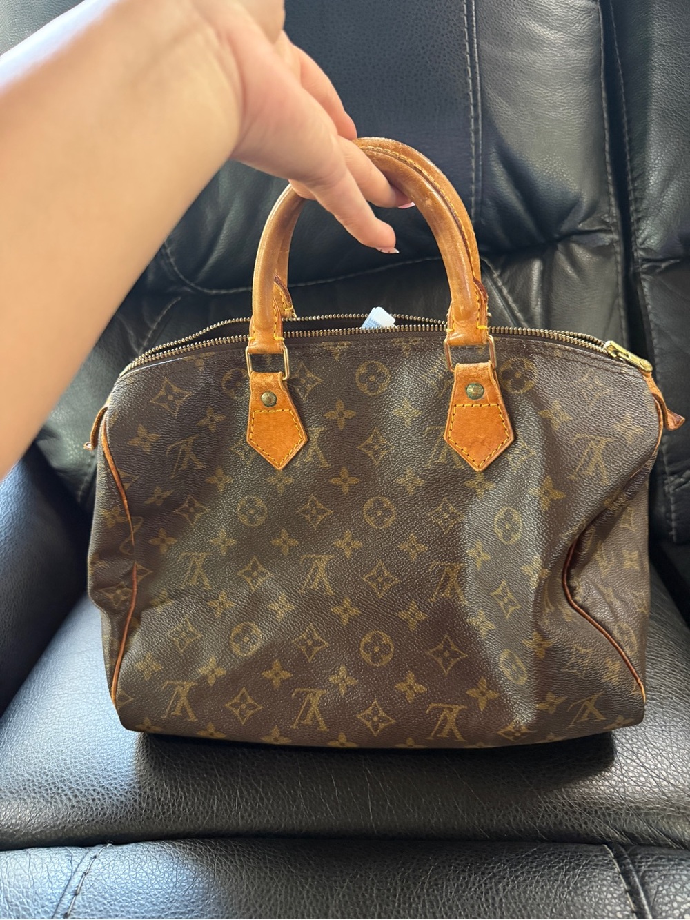 Louis Vuitton Monogram Canvas Brown Top Handle Satchel with Tan Accents - Picture 2 of 8